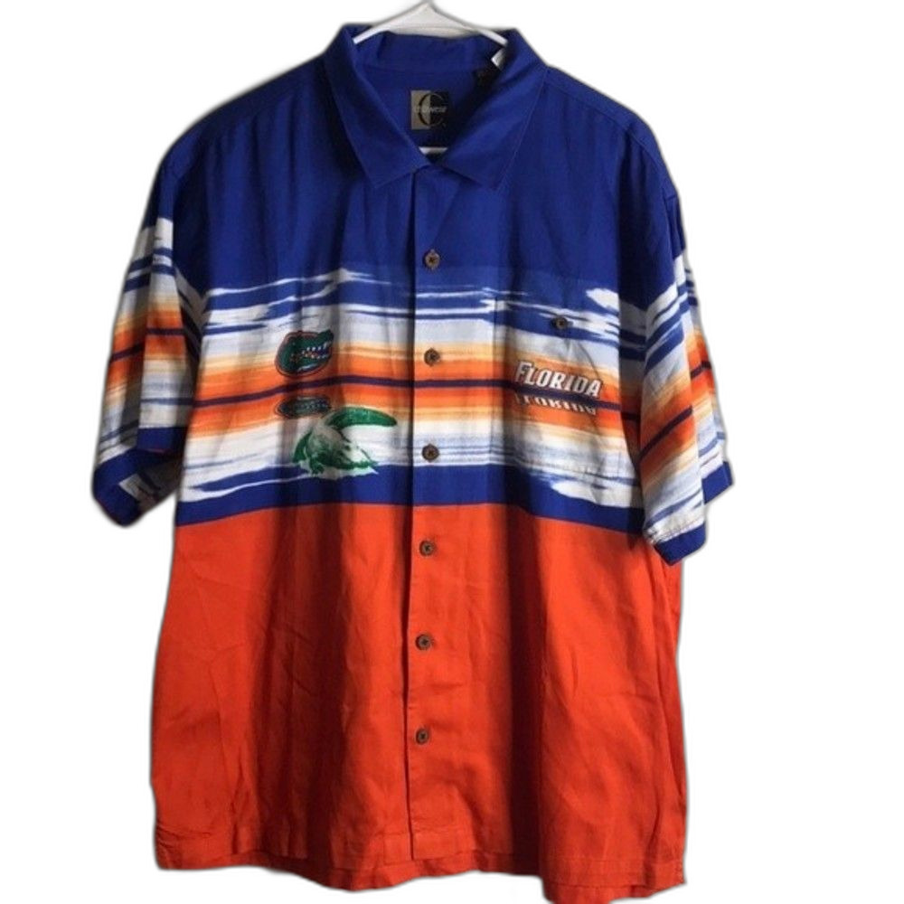 Vtg Chiliwear Florida Gators Sports Tropical‎ Hawaiian Print Shirt size large